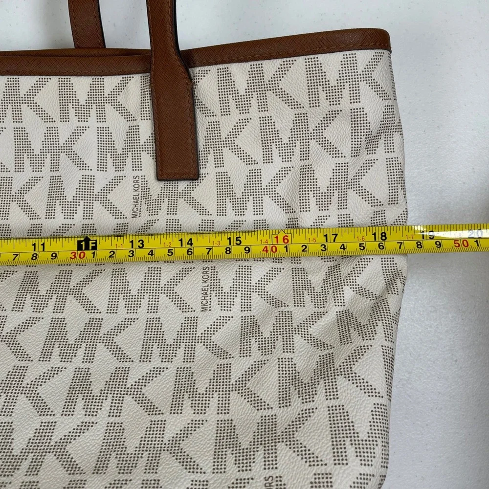 Michael Kors Jet Set Tote Bag Signature Monogram MK Logo Large Shoulder Bag